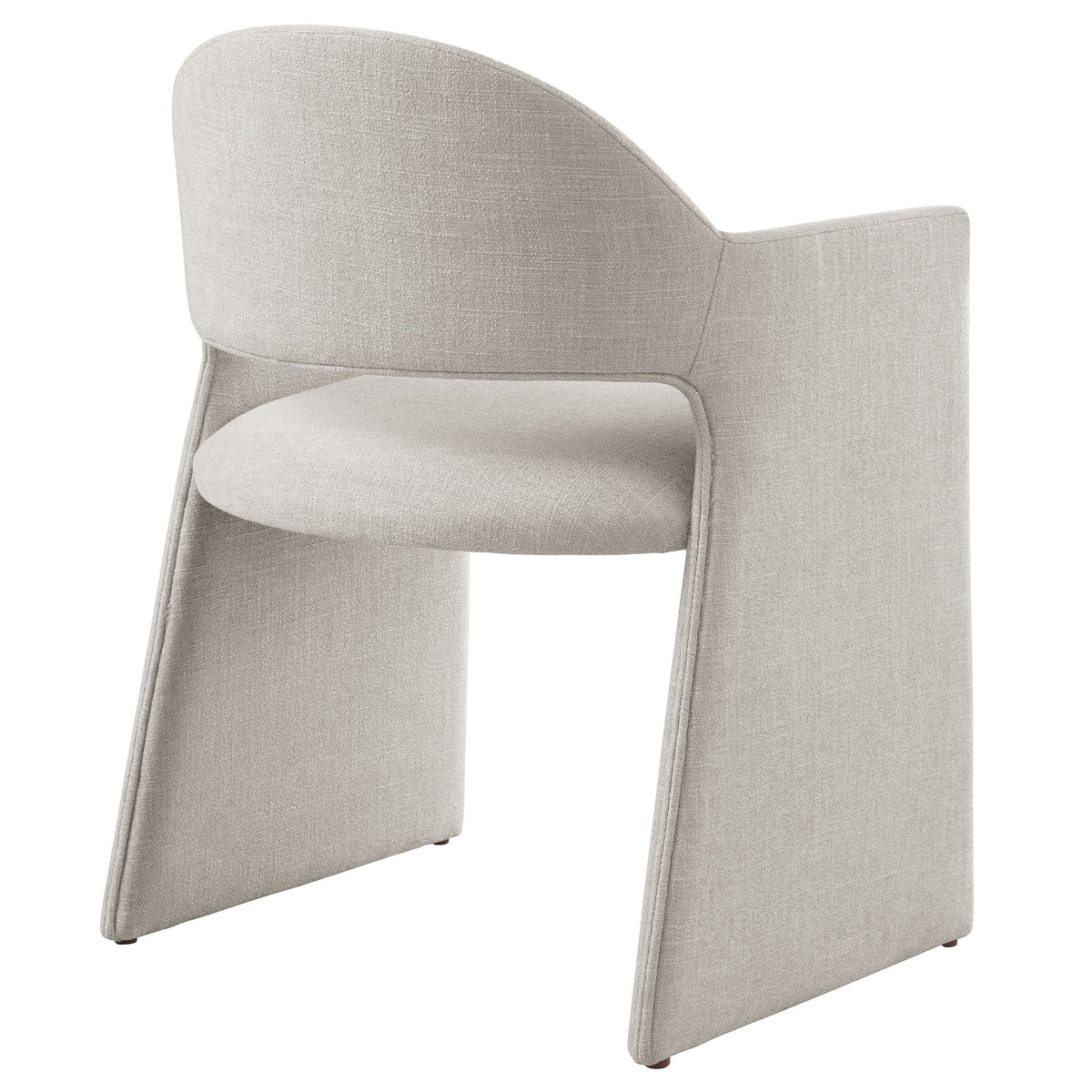 Talia Upholstered Fabric Dining Armchair beige textured fabric curved back with integrated arms on Tampa Home & Garden Store