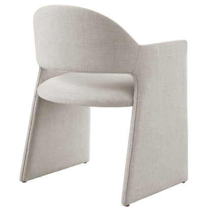 Talia Upholstered Fabric Dining Armchair beige textured fabric curved back with integrated arms on Tampa Home & Garden Store