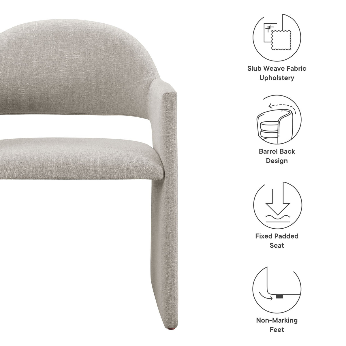Talia Upholstered Fabric Dining Armchair beige Slub-Weave by Modway, HouseOfZazla on Tampa Home & Garden Store