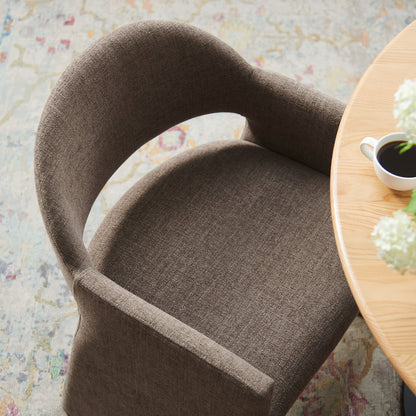 Talia Upholstered Fabric Dining Armchair Modway in brown textured fabric with curved arms on Tampa Home & Garden Store