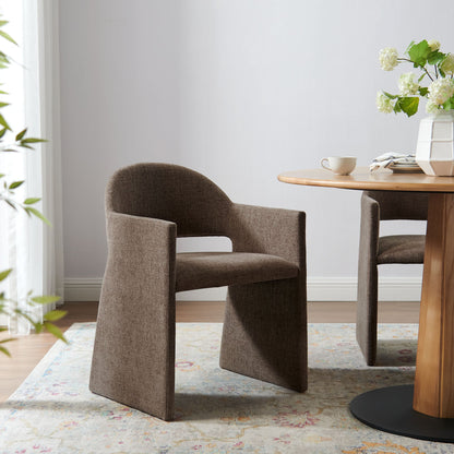 Talia Upholstered Fabric Dining Armchairs pair in brown fabric for contemporary dining on Tampa Home & Garden Store