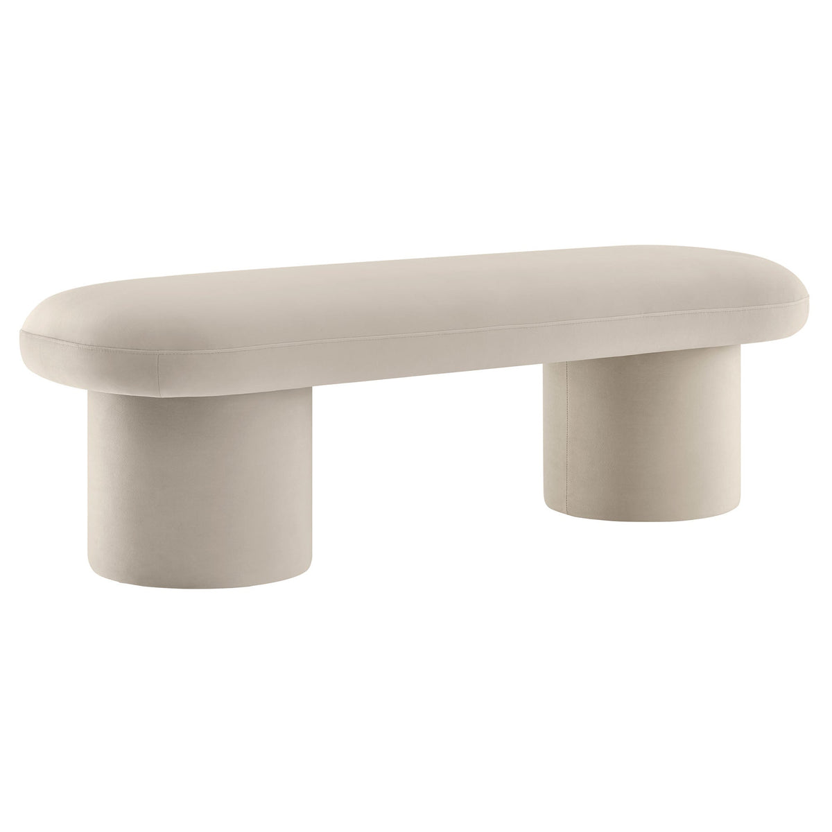Orla Velvet Bench by Modway beige rounded-top bench with thick legs on Tampa Home & Garden Store