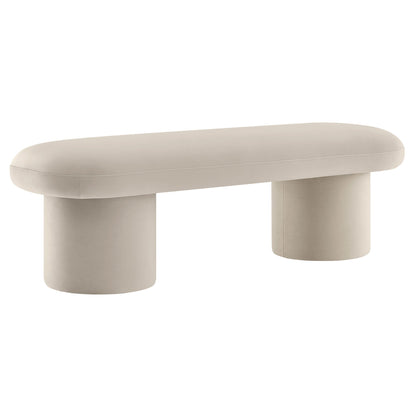 Orla Velvet Bench by Modway beige rounded-top bench with thick legs on Tampa Home & Garden Store