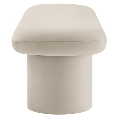 Orla Performance Velvet Bench by Modway, cream velvet bench with rounded edge close-up on Tampa Home & Garden Store
