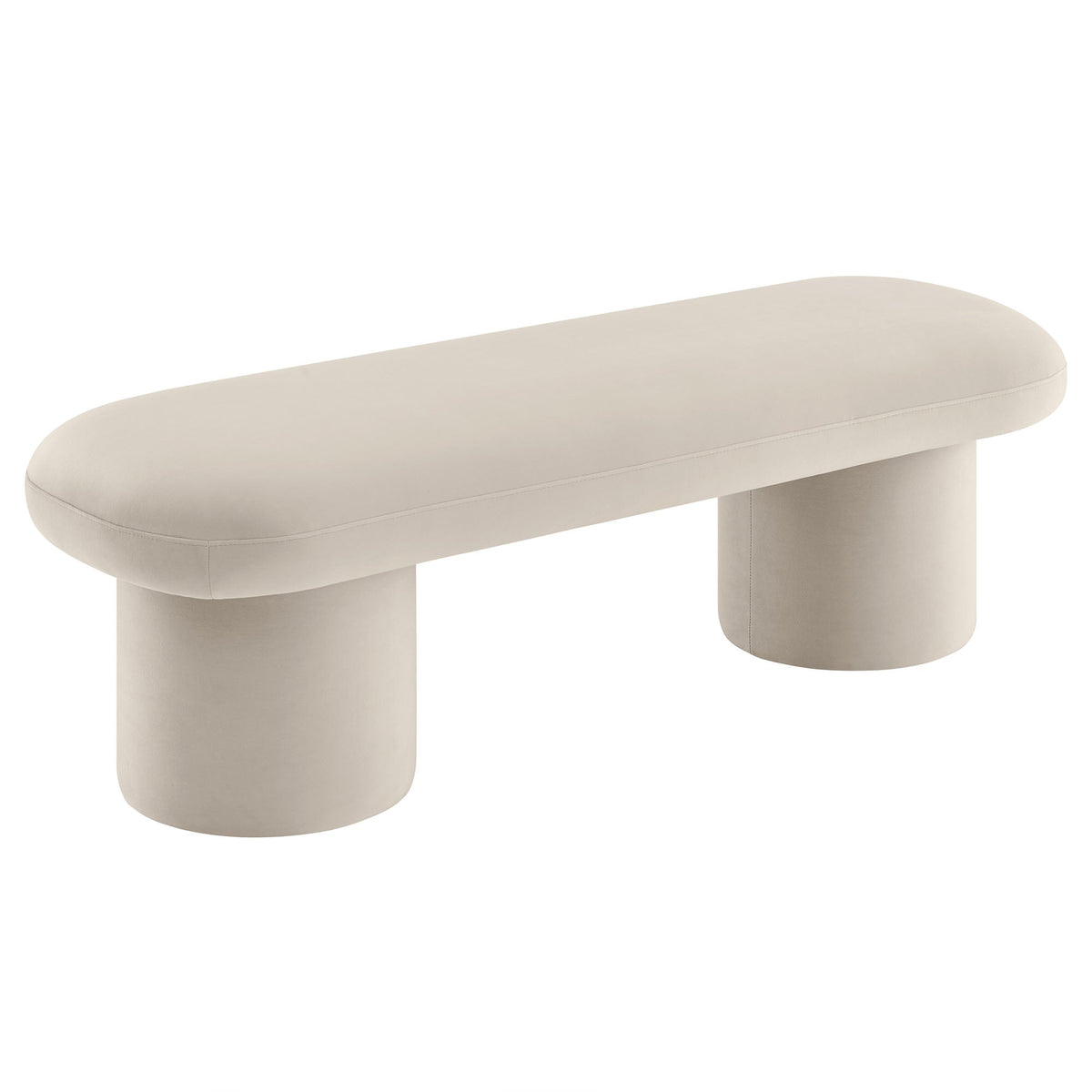 Orla Performance Velvet Bench by Modway, beige velvet with rounded and cylindrical legs on Tampa Home & Garden Store