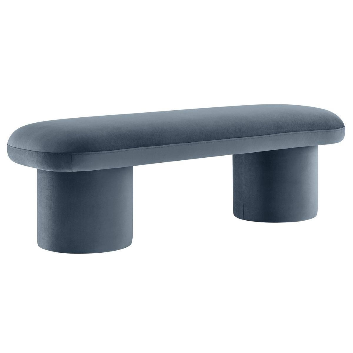 Orla Performance Velvet Bench by Modway, blue velvet with cylindrical legs on Tampa Home & Garden Store