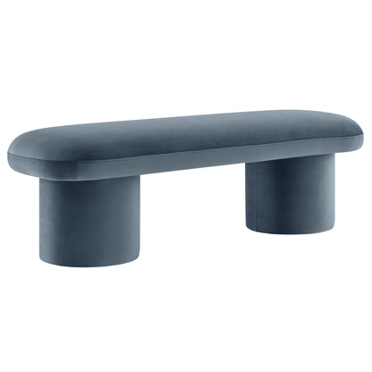 Orla Performance Velvet Bench by Modway, blue velvet with cylindrical legs on Tampa Home & Garden Store