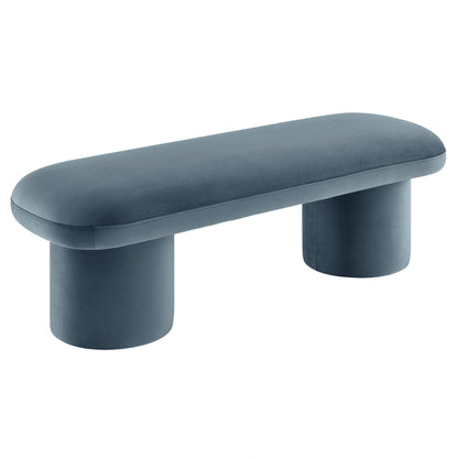 Orla Performance Velvet Bench blue velvet cushion with rounded edge and cylindrical legs Modway on Tampa Home & Garden Store