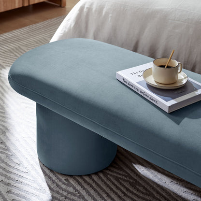 Orla Performance Velvet Bench teal blue velvet, rounded ottoman seat by Modway on Tampa Home & Garden Store