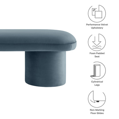 Orla Performance Velvet Bench by Modway, blue velvet upholstery on Tampa Home & Garden Store