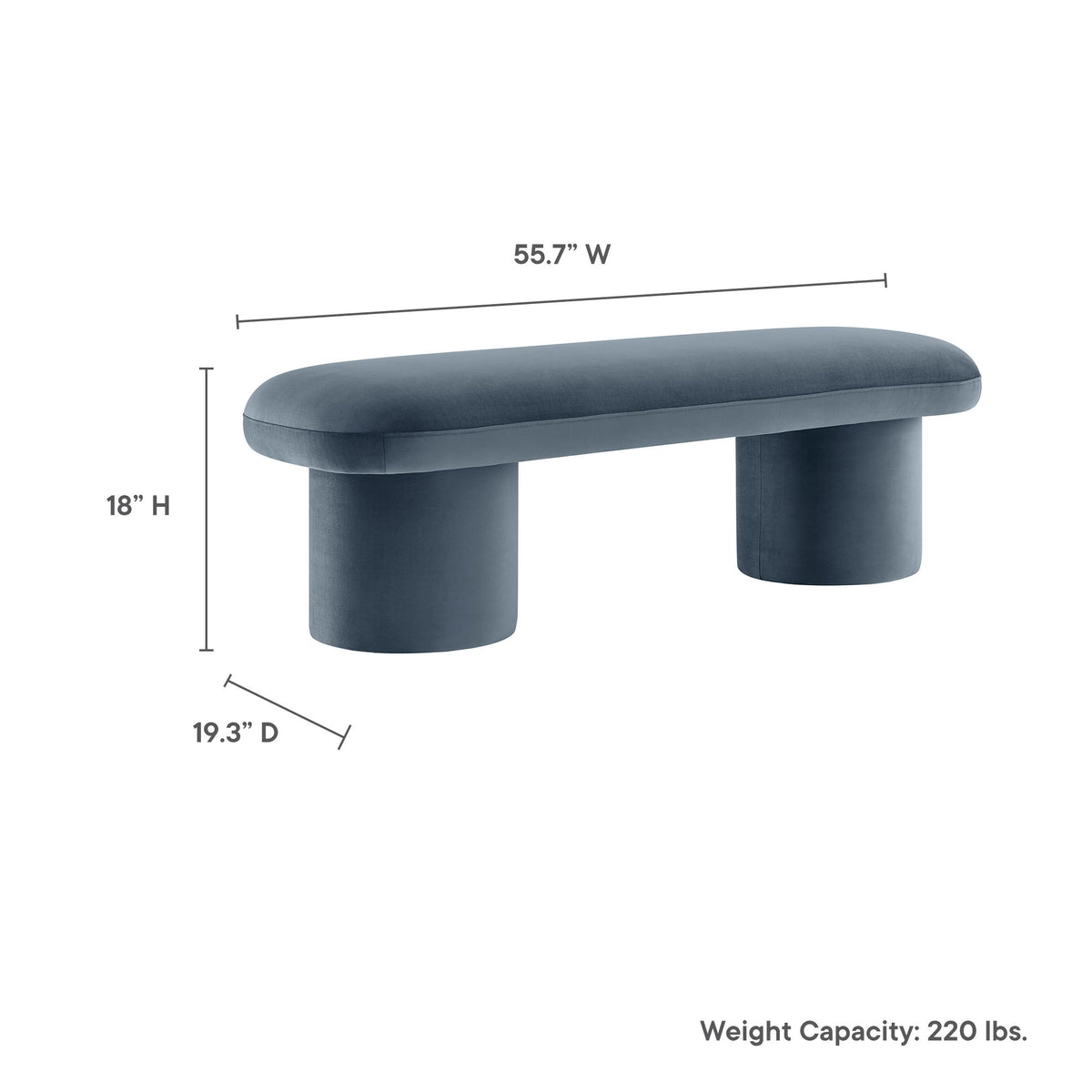 Orla Performance Velvet Bench blue velvet upholstery by Modway HouseOfZazla on Tampa Home & Garden Store