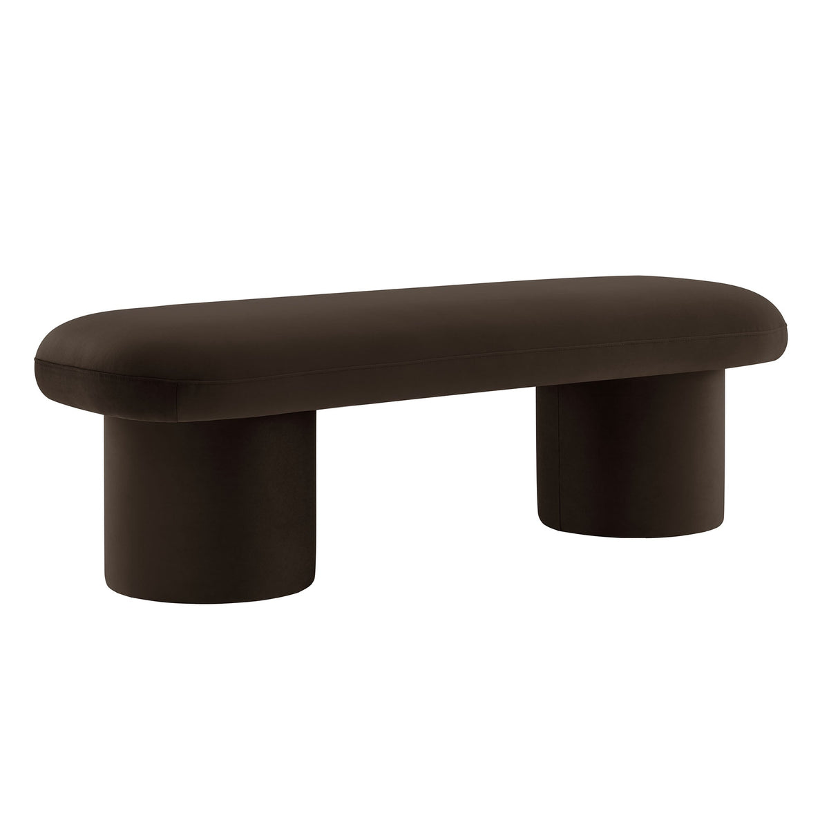 Orla Velvet Bench brown upholstery with rounded ends and dark legs by Modway on Tampa Home & Garden Store