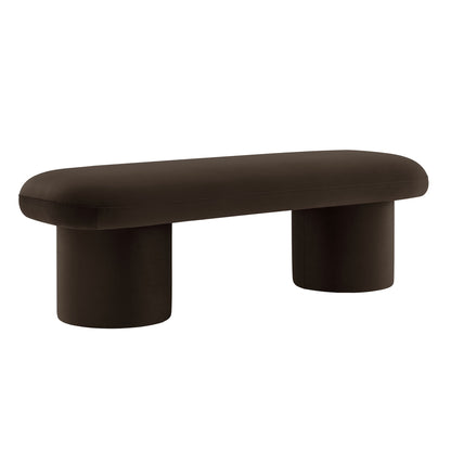 Orla Velvet Bench brown upholstery with rounded ends and dark legs by Modway on Tampa Home & Garden Store