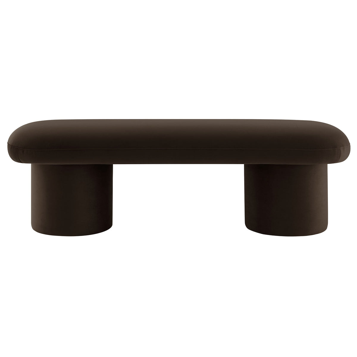 Orla Performance Velvet Bench by Modway, brown velvet top with rounded edges and thick cylindrical legs on Tampa Home & Garden Store