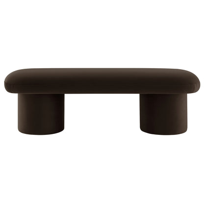 Orla Performance Velvet Bench by Modway, brown velvet top with rounded edges and thick cylindrical legs on Tampa Home & Garden Store