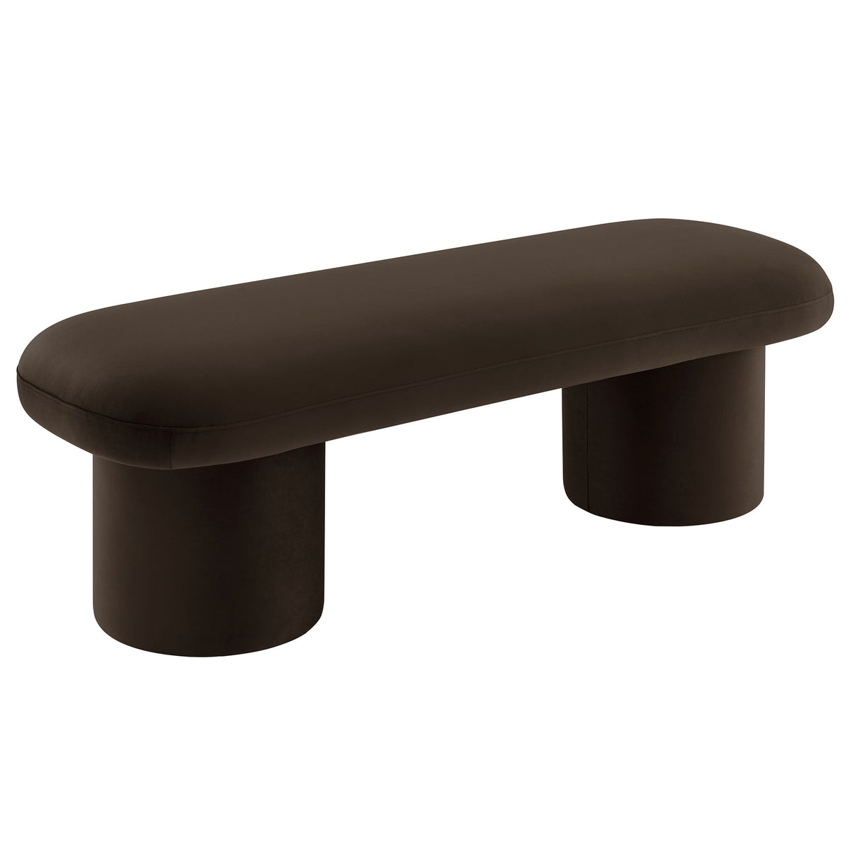 Orla Performance Velvet Bench by Modway in dark brown velvet with rounded top and wide legs on Tampa Home & Garden Store