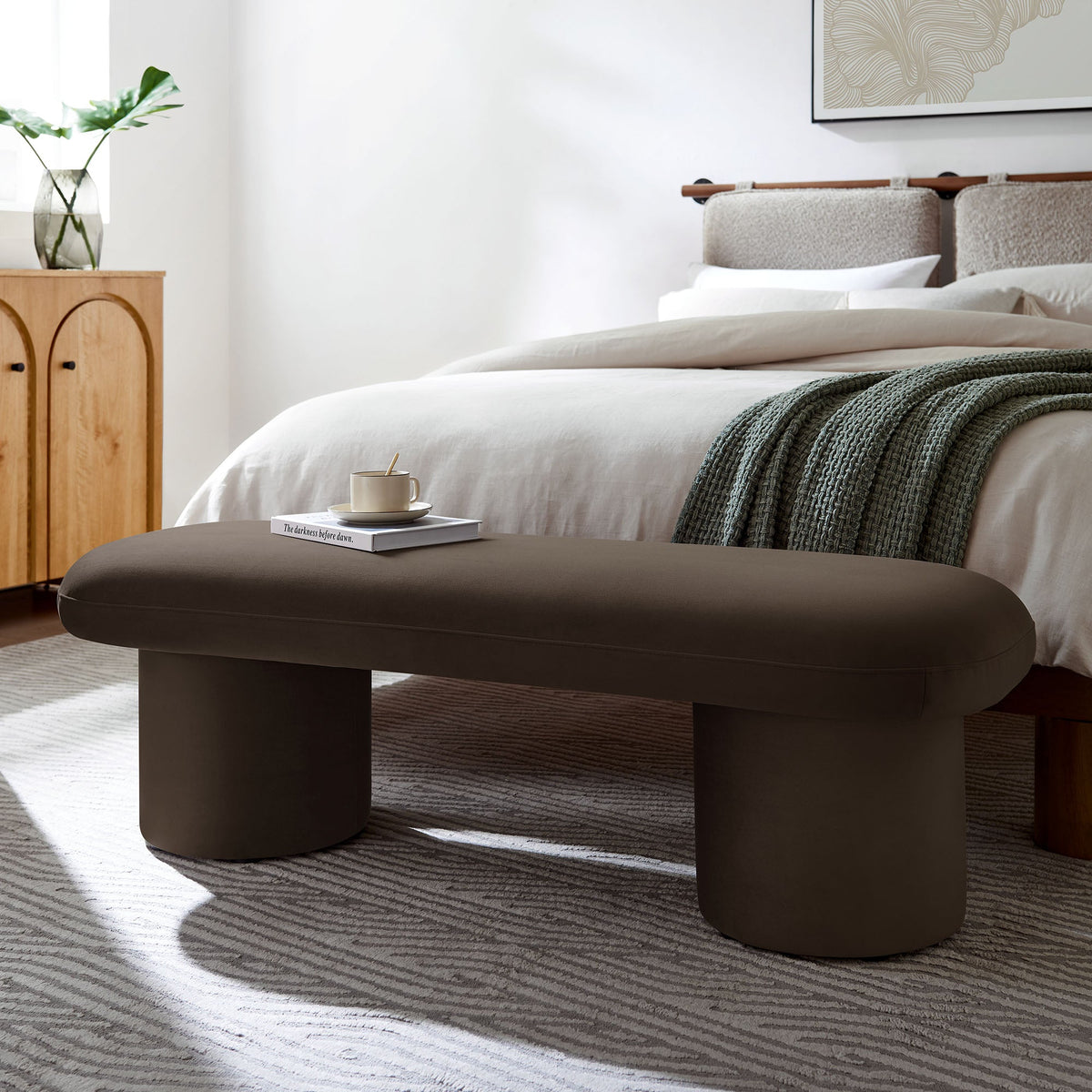 Orla Performance Velvet Bench dark brown velvet by Modway for bedroom seating on Tampa Home & Garden Store