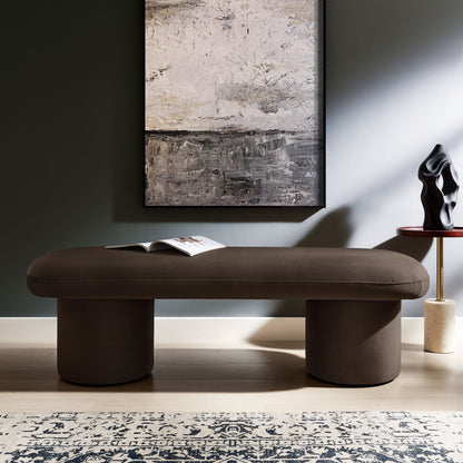 Orla Performance Velvet Bench by Modway brown velvet with plush cushion and pedestal legs on Tampa Home & Garden Store