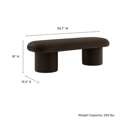 Orla Performance Velvet Bench dark brown velvet with a wide padded seat and chunky legs on Tampa Home & Garden Store
