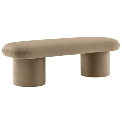 Orla Performance Velvet Bench by Modway, taupe velvet, rounded padded top with thick legs on Tampa Home & Garden Store
