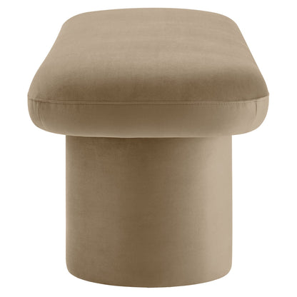 Orla Performance Velvet Bench beige velvet upholstery with rounded top on Tampa Home & Garden Store