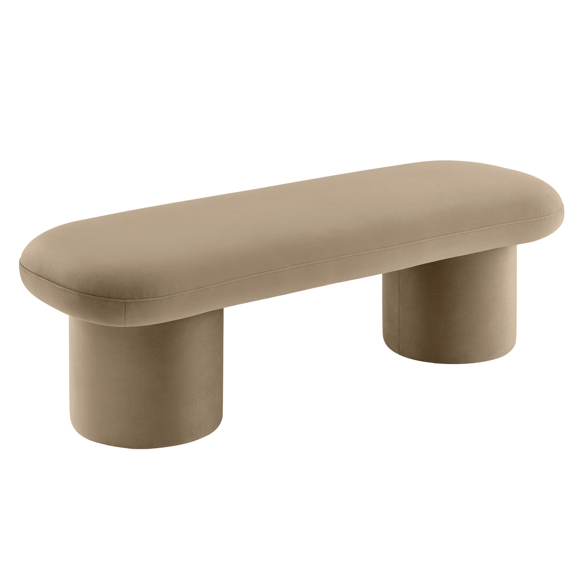Orla Performance Velvet Bench by Modway, beige velvet bench with rounded edge and sturdy legs on Tampa Home & Garden Store