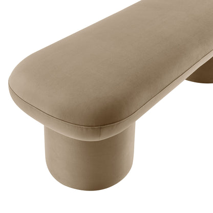Orla Performance Velvet Bench beige velvet upholstery with rounded edges on Tampa Home & Garden Store