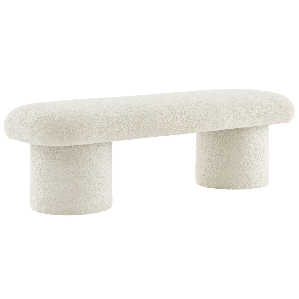 Orla Chenille Upholstered Bench in cream chenille fabric for living room use on Tampa Home & Garden Store
