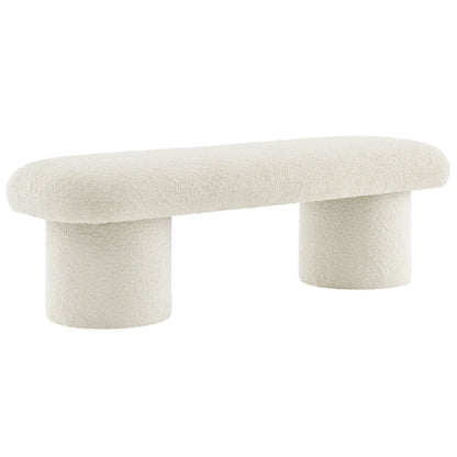 Orla Chenille Upholstered Bench in cream chenille fabric for living room use on Tampa Home & Garden Store