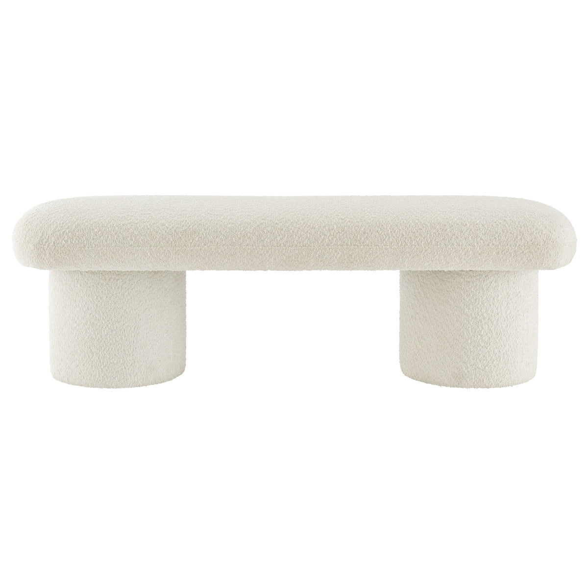 Orla Chenille Upholstered Bench by Modway, cream boucle rounded top and cylindrical legs on Tampa Home & Garden Store