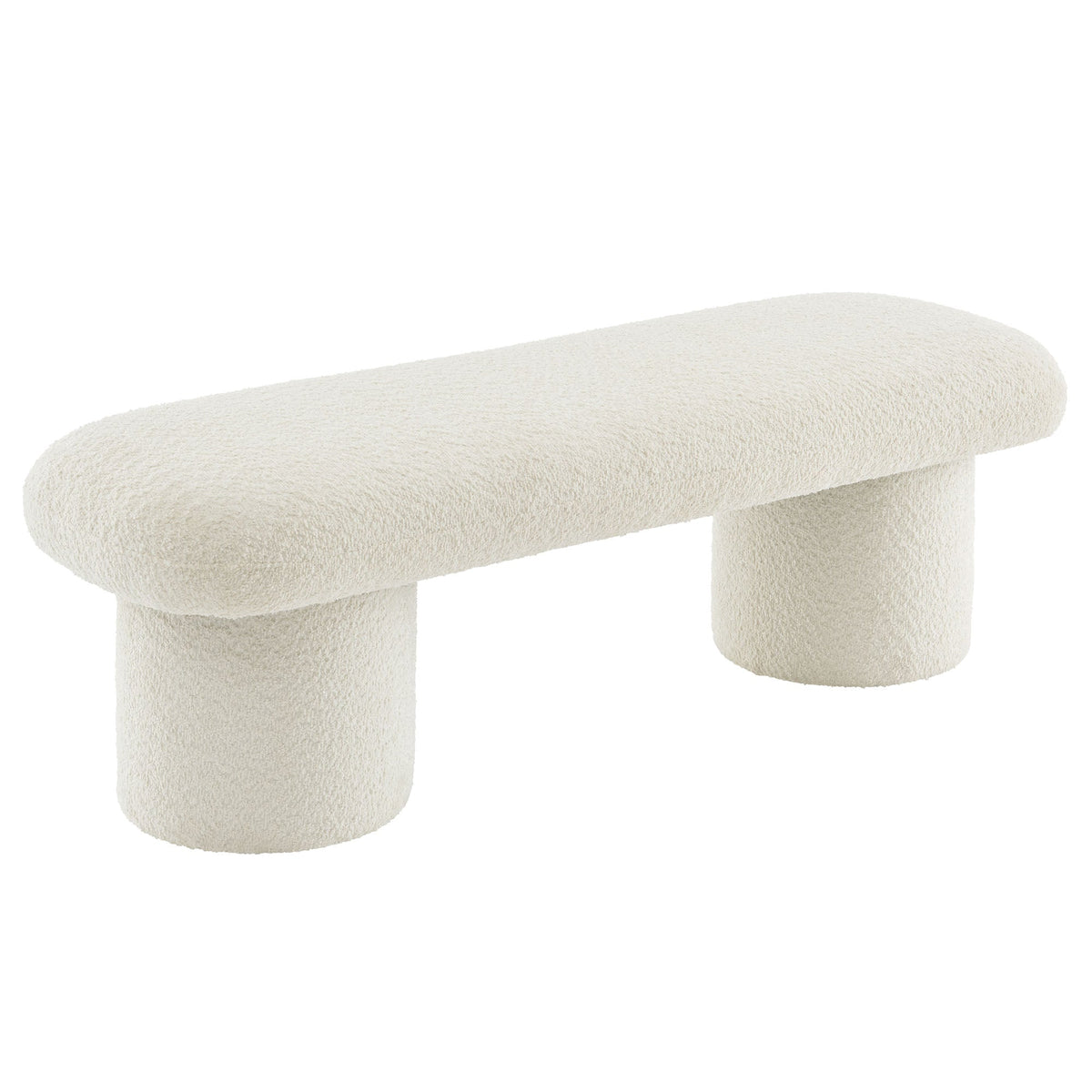 Orla Chenille Upholstered Bench cream boucle fabric living room bench by Modway on Tampa Home & Garden Store
