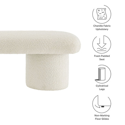 Orla Chenille Upholstered Bench in beige with foam padded seat by Modway, living room furniture on Tampa Home & Garden Store
