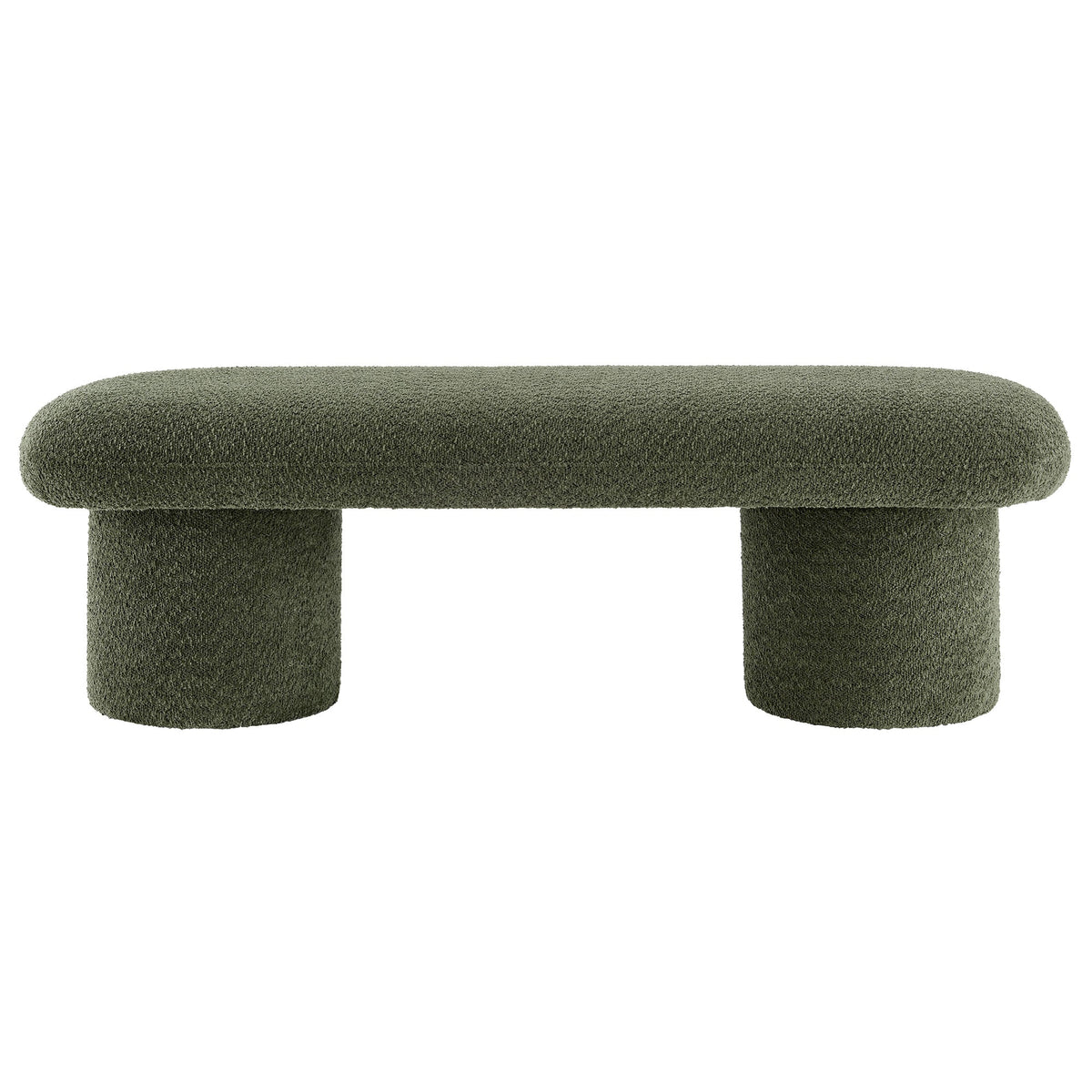Orla Chenille Upholstered Bench olive green chenille fabric with chunky cylindrical legs by Modway on Tampa Home & Garden Store
