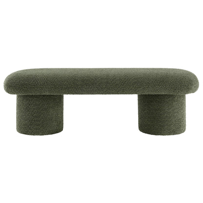 Orla Chenille Upholstered Bench olive green chenille fabric with chunky cylindrical legs by Modway on Tampa Home & Garden Store