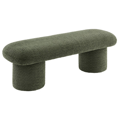Orla Chenille Upholstered Bench by Modway, olive green chenille fabric, curved ends on Tampa Home & Garden Store
