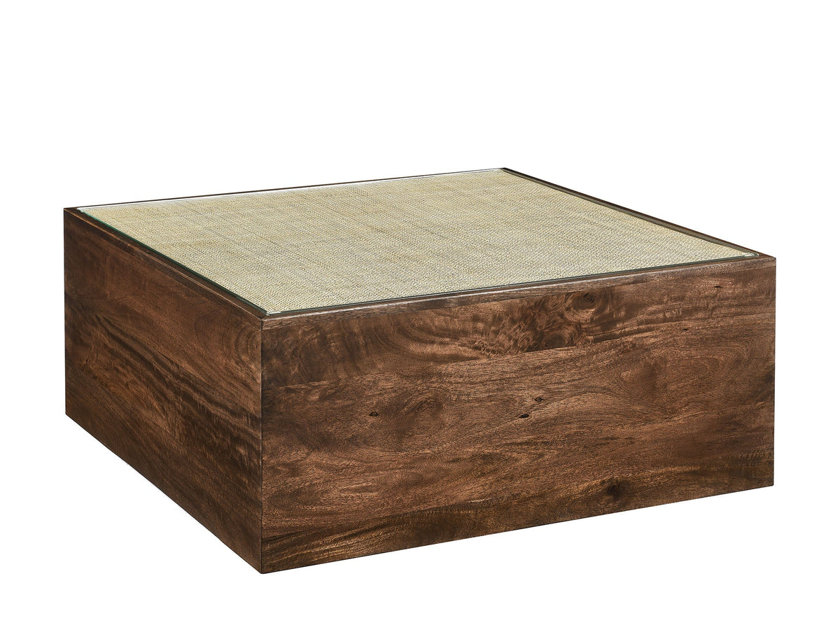 Truett Square Wood Rattan Coffee Table by Modway, dark wood frame with woven rattan top on Tampa Home & Garden Store