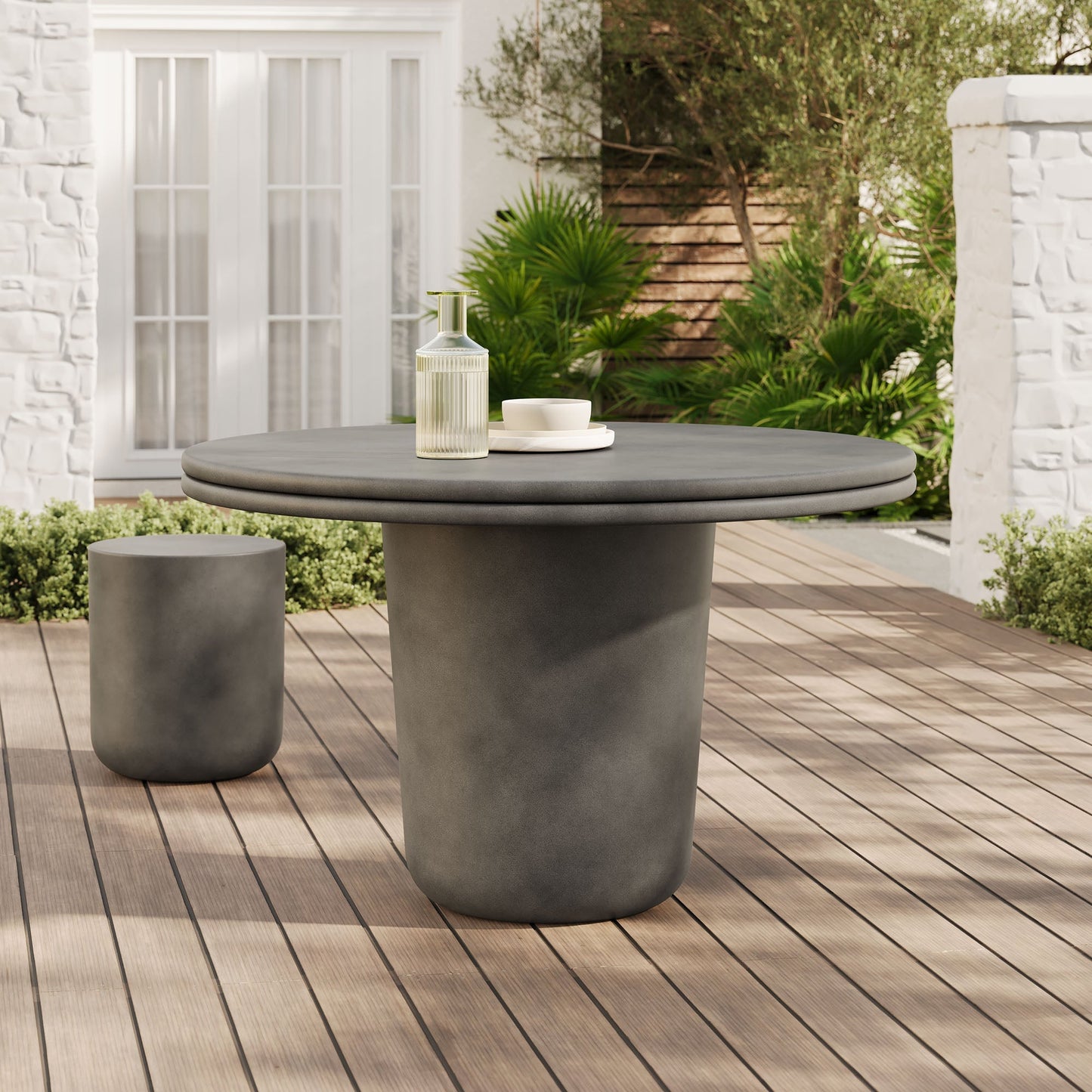 Brion 48 Inch Concrete Round Patio Dining Table