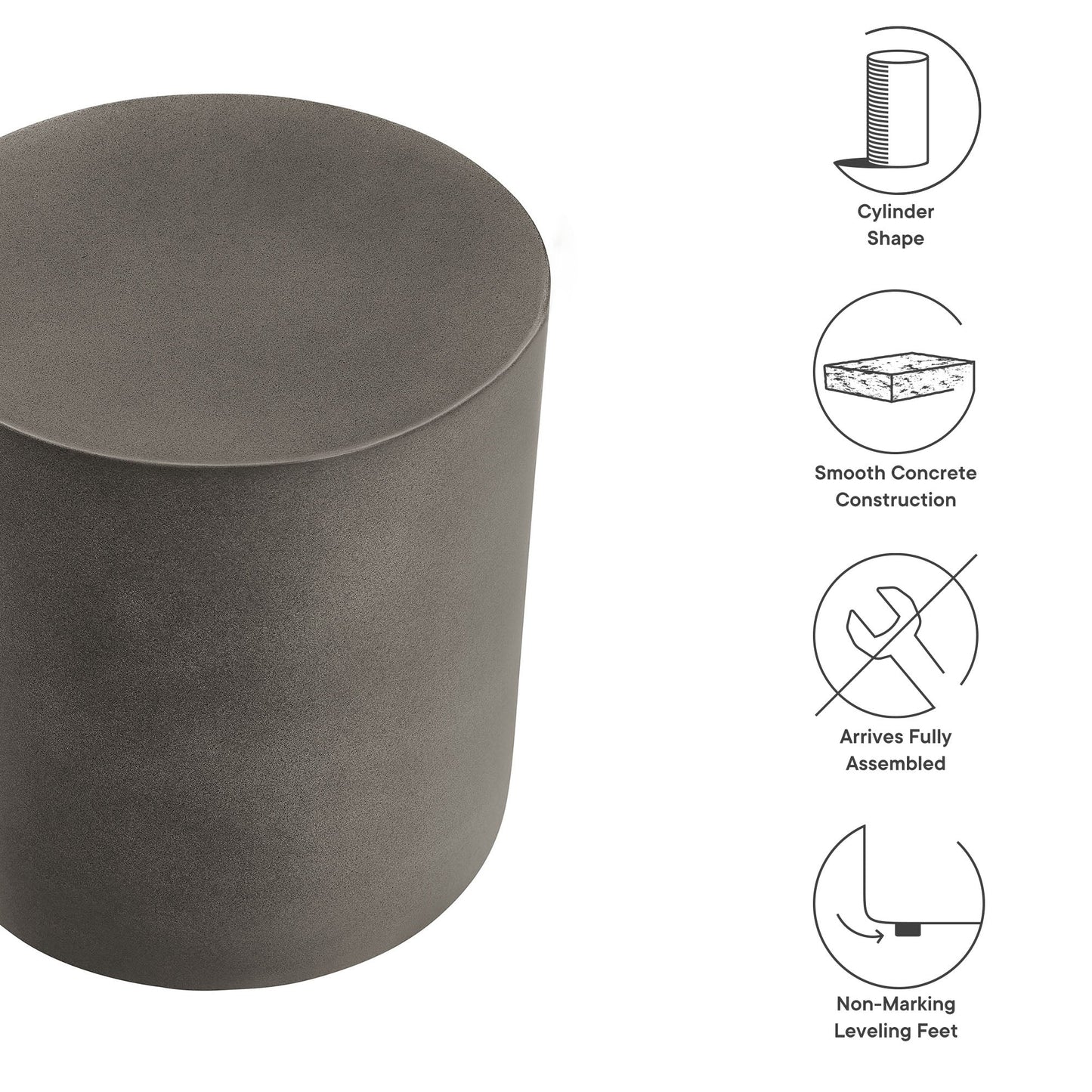Brion by Modway Concrete Stool for Patio Use