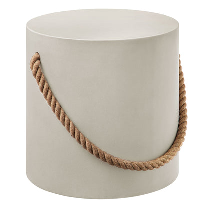 Isera concrete side table with natural rope handles for indoor/outdoor use by HouseOfZazla on Tampa Home & Garden Store