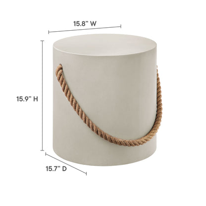 Isera Indoor-Outdoor Rope Concrete Side Table by Modway round taupe with rope handles on Tampa Home & Garden Store