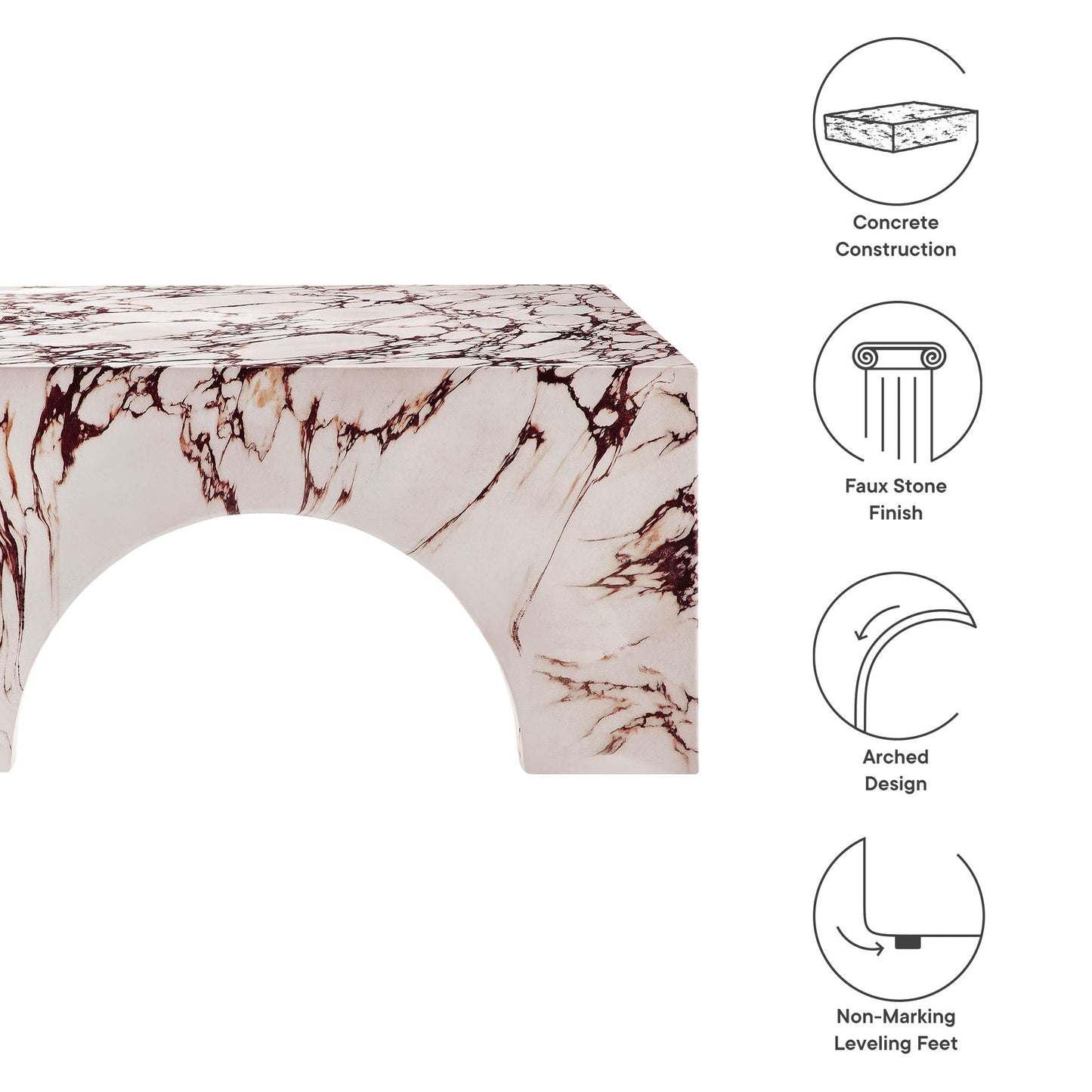 Valen Arched Concrete Coffee Table For the Patio
