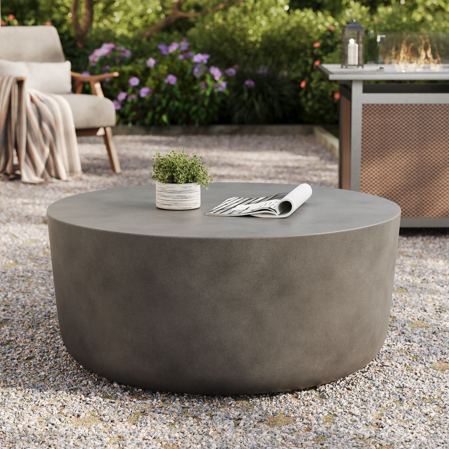Brion Indoor and Outdoor Concrete Coffee Table