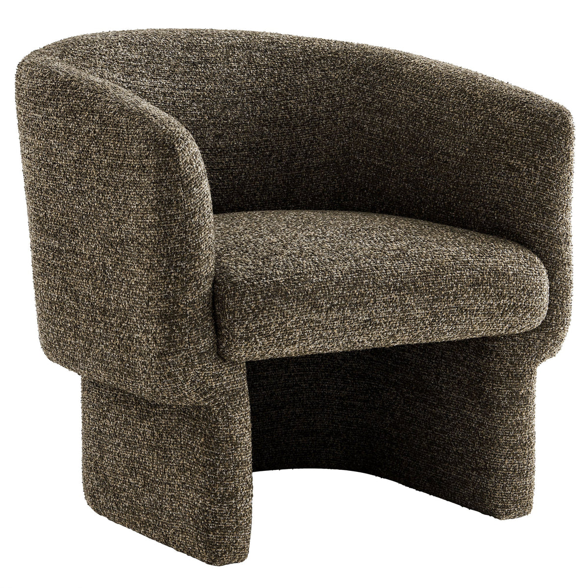 Muse Boucle Fabric Barrel Accent Chair brown boucle upholstery with curved arms on Tampa Home & Garden Store