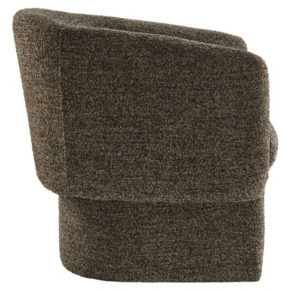 Muse Boucle Fabric Barrel Accent Chair by Modway in dark brown boucle fabric, curved back on Tampa Home & Garden Store