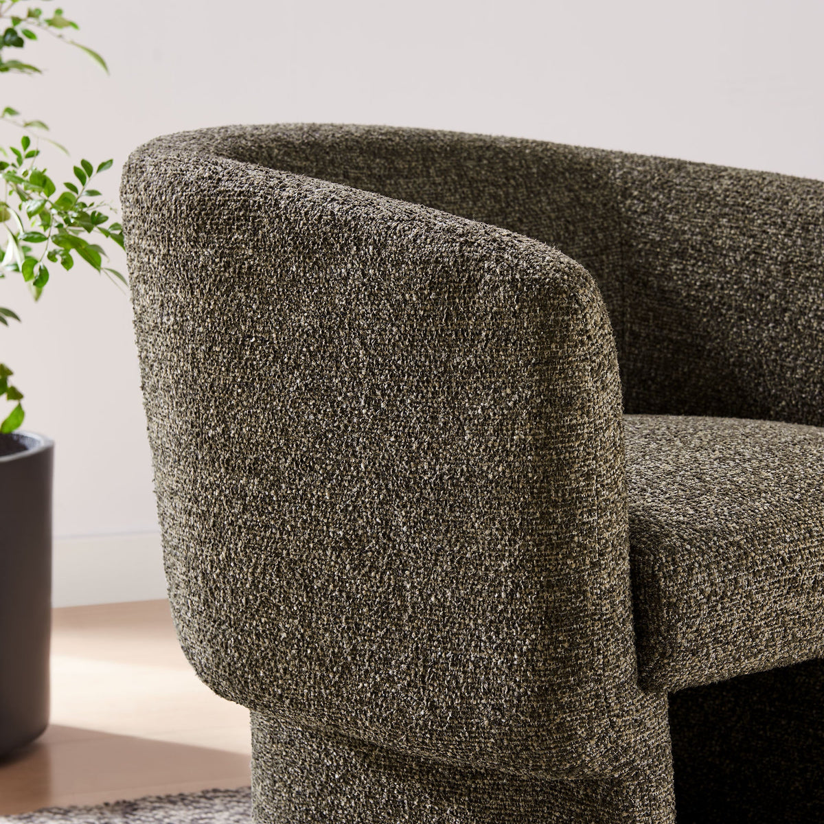 Muse Boucle Fabric Barrel Accent Chair by Modway, gray boucle upholstery, pair of chairs on Tampa Home & Garden Store