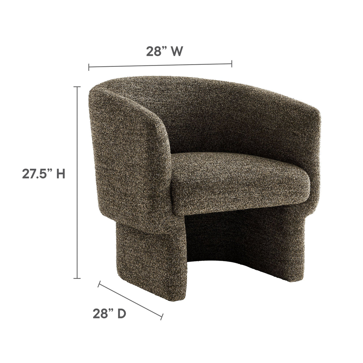 Modway Muse Boucle Fabric Barrel Accent Chair brown boucle fabric, 28W x 28D x 27.5H armchair on Tampa Home & Garden Store