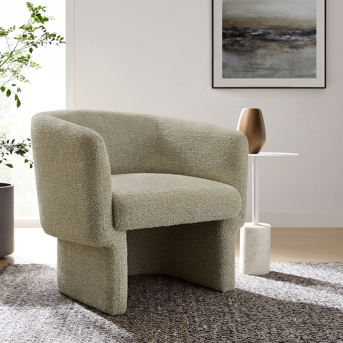 Muse Boucle Fabric Barrel Accent Chair taupe boucle upholstery by Modway on Tampa Home & Garden Store