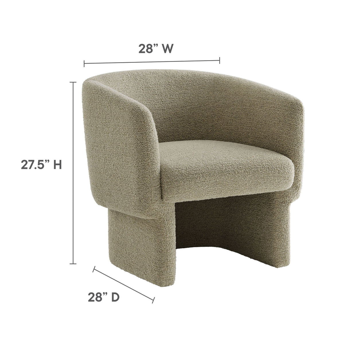 Muse Boucle Fabric Barrel Accent Chair by Modway in taupe boucle upholstery on Tampa Home & Garden Store