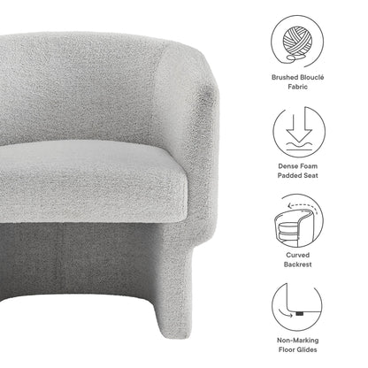 Muse Boucle Fabric Barrel Accent Chair in brushed boucle upholstery with curved backrest on Tampa Home & Garden Store
