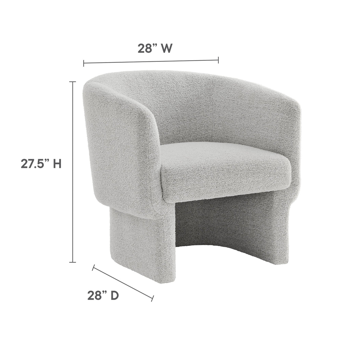 Muse Boucle Barrel Accent Chair gray boucle upholstery by Modway; 28W x 28D HouseOfZazla on Tampa Home & Garden Store
